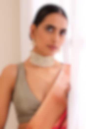 Gold Finish Kundan Polki Choker Necklace Set by Swabhimann Jewellery at Pernia's Pop Up Shop