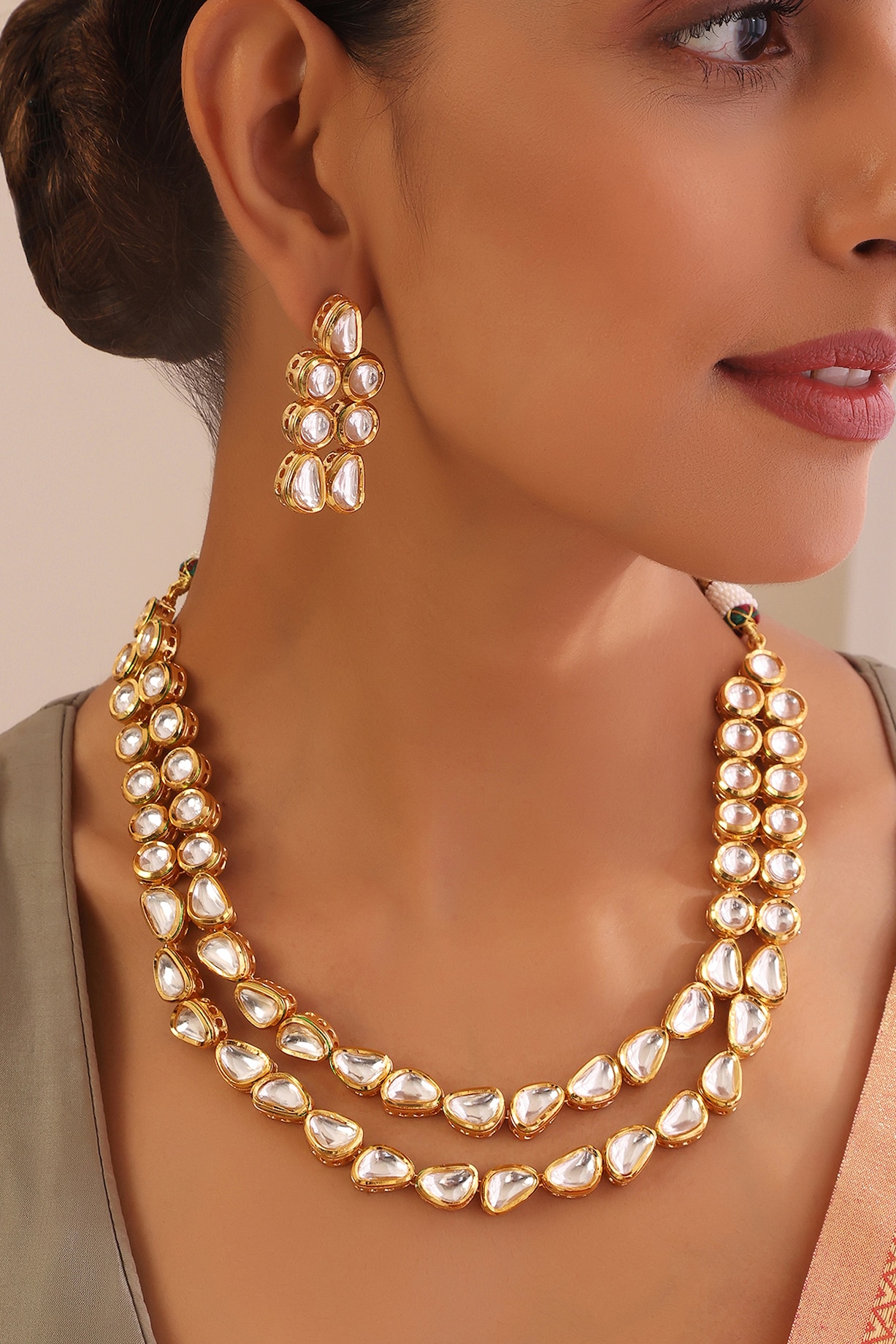 Gold Finish Beaded Layered Necklace Set Design by Zerokaata Jewellery at  Pernia's Pop Up Shop 2024