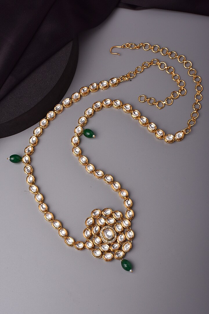 Gold Finish Kundan Polki Waistbelt by Swabhimann Jewellery at Pernia's Pop Up Shop