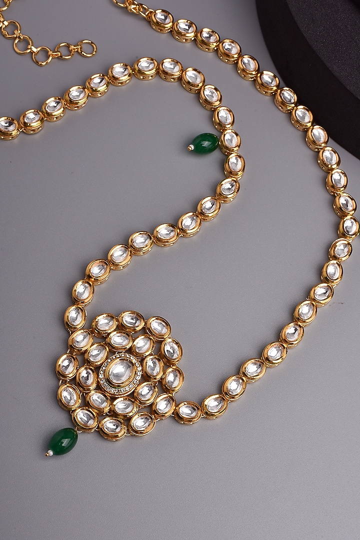 Gold Finish Kundan Polki Waistbelt by Swabhimann Jewellery at Pernia's Pop Up Shop