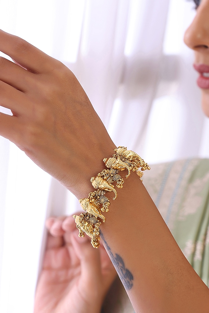 Gold Finish Kundan Polki Bangle by Swabhimann Jewellery at Pernia's Pop Up Shop
