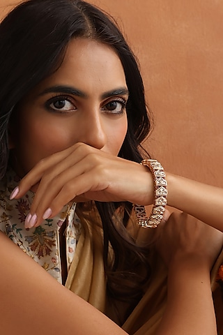 Gold Finish Kundan Polki Kada by Swabhimann Jewellery