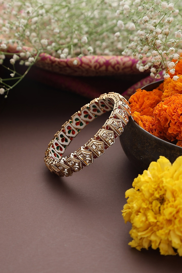Gold Finish Kundan Polki Kada by Swabhimann Jewellery at Pernia's Pop Up Shop