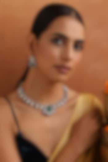 Gold Finish Kundan Polki & Emerald Necklace Set by Swabhimann Jewellery at Pernia's Pop Up Shop