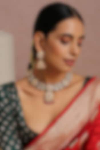 Gold Finish Kundan Polki Necklace Set by Swabhimann Jewellery at Pernia's Pop Up Shop