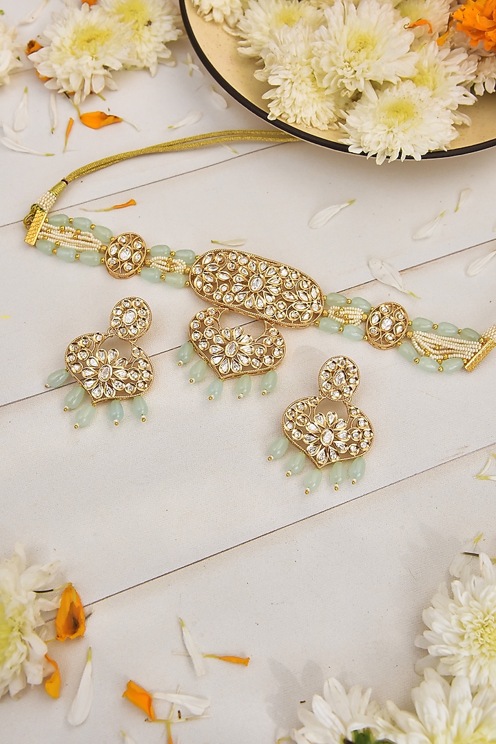 Gold Finish Handcrafted Necklace Set by Swabhimann Jewellery at Pernia's Pop Up Shop
