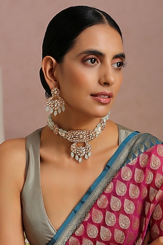 Gold Finish Handcrafted Necklace Set by Swabhimann Jewellery