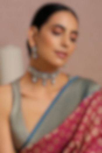Silver Finish Choker Necklace Set by Swabhimann Jewellery at Pernia's Pop Up Shop