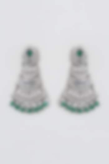 Silver Finish Zircon Chandbali Earrings by Swabhimann Jewellery