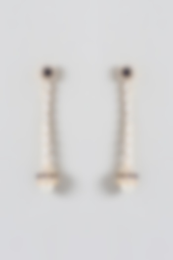 Gold Finish Zircon Dangler Earrings by Swabhimann Jewellery