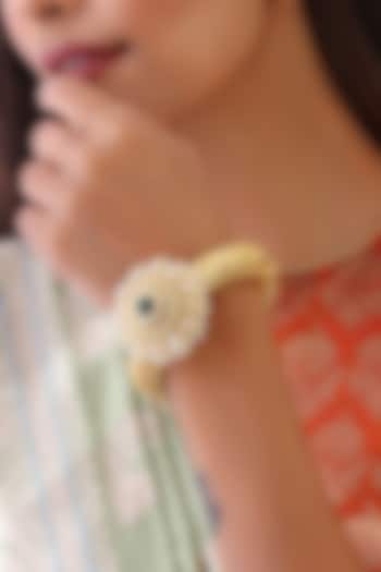 Gold Finish Kundan Polki & Green Stone Kada by Swabhimann Jewellery at Pernia's Pop Up Shop