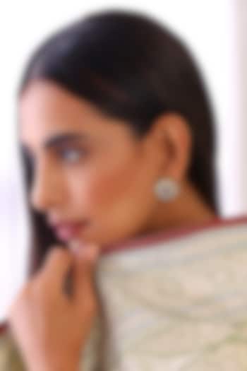 Two Tone Finish Kundan Polki & Red Stone Stud Earrings by Swabhimann Jewellery at Pernia's Pop Up Shop