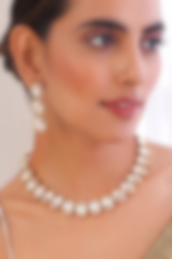 Gold Finish Kundan Polki Choker Necklace Set by Swabhimann Jewellery at Pernia's Pop Up Shop