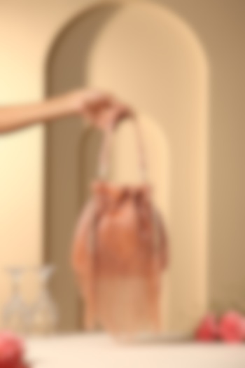 Orange Silk Nalki Bead Work Potli by SWABHIMANN ACCESSORIES at Pernia's Pop Up Shop