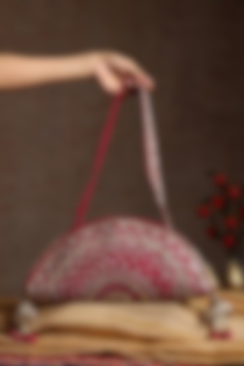 Maroon Chanderi Embroidered Bag by SWABHIMANN ACCESSORIES at Pernia's Pop Up Shop