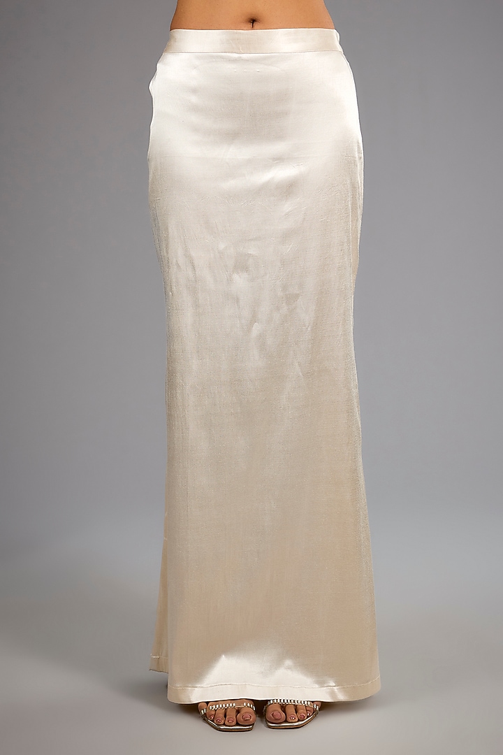 Ivory Georgette Chikankari Work Sequins Reception Saree Set by Sawan Gandhi at Pernia's Pop Up Shop
