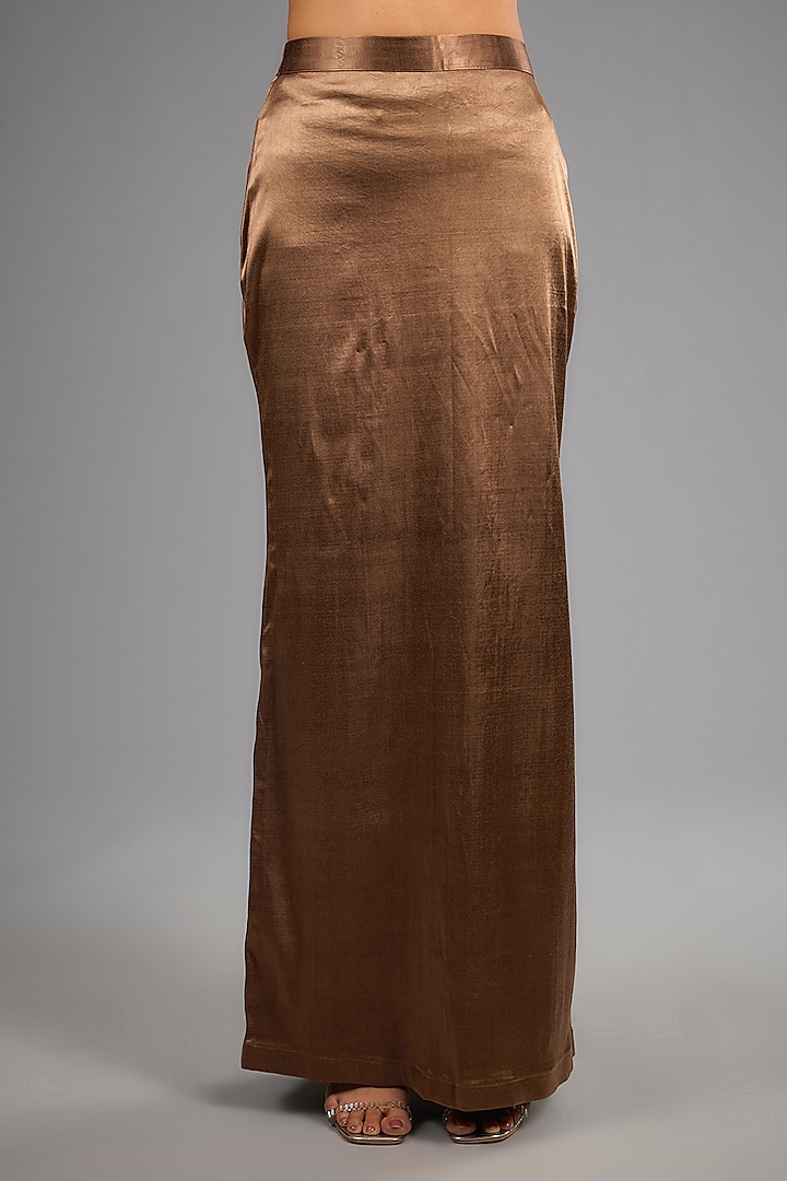 Coffee Gold Chiffon Wedding Saree Set by Sawan Gandhi at Pernia's Pop Up Shop