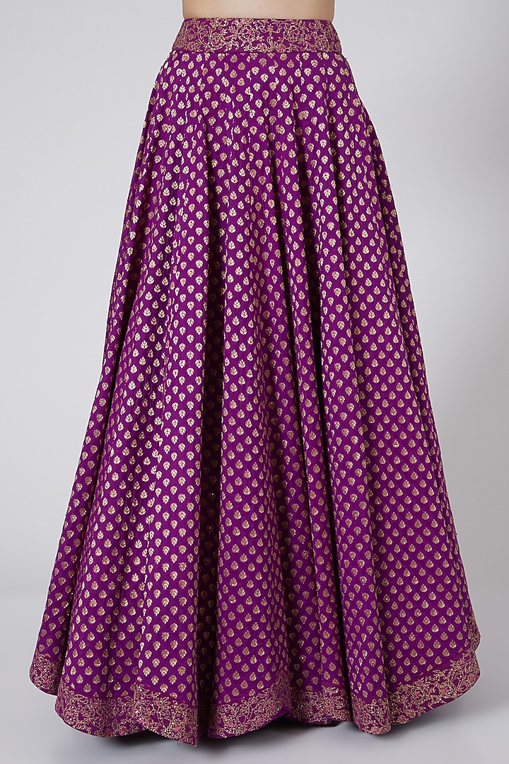 Wine Embroidered Bridal Lehenga Set by Sawan Gandhi at Pernia's Pop Up Shop