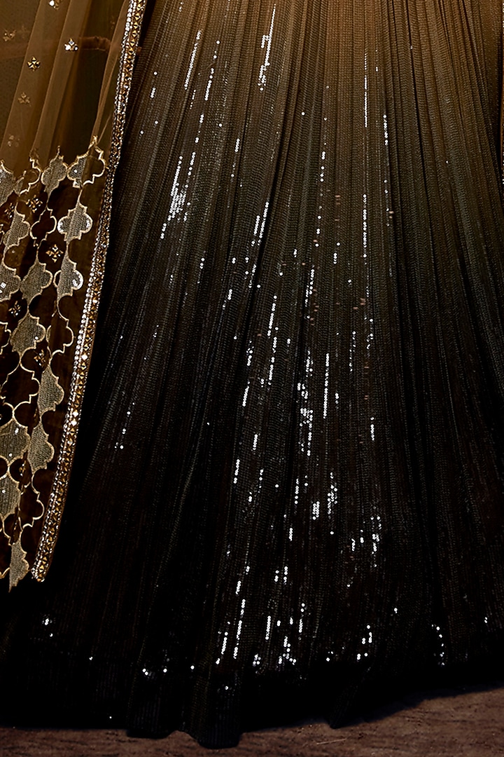 Dull Gold Georgette Ombre Bridal Lehenga Set by Sawan Gandhi at Pernia's Pop Up Shop