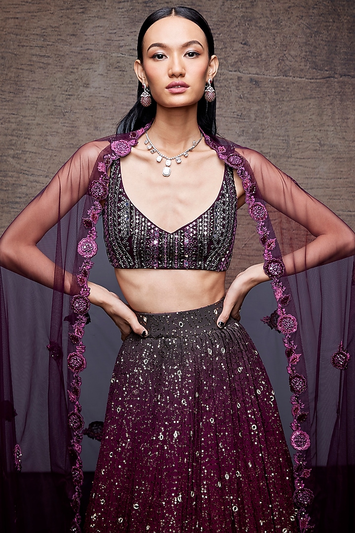 Grey Sequins Ombre Bridal Lehenga Set by Sawan Gandhi at Pernia's Pop Up Shop