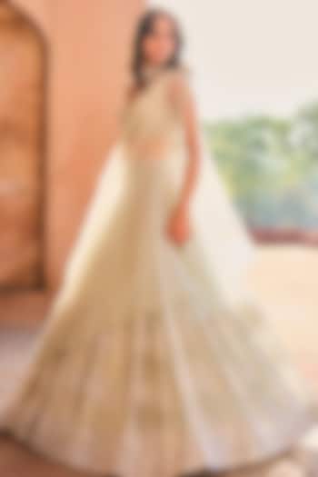 Pastel Green Net Sequins Embroidered Bridal Lehenga Set by Sawan Gandhi at Pernia's Pop Up Shop