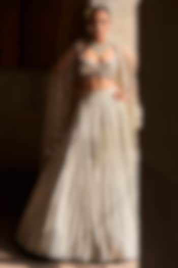 Grey Georgette Sequin & Threadwork Bridal Lehenga Set by Sawan Gandhi at Pernia's Pop Up Shop