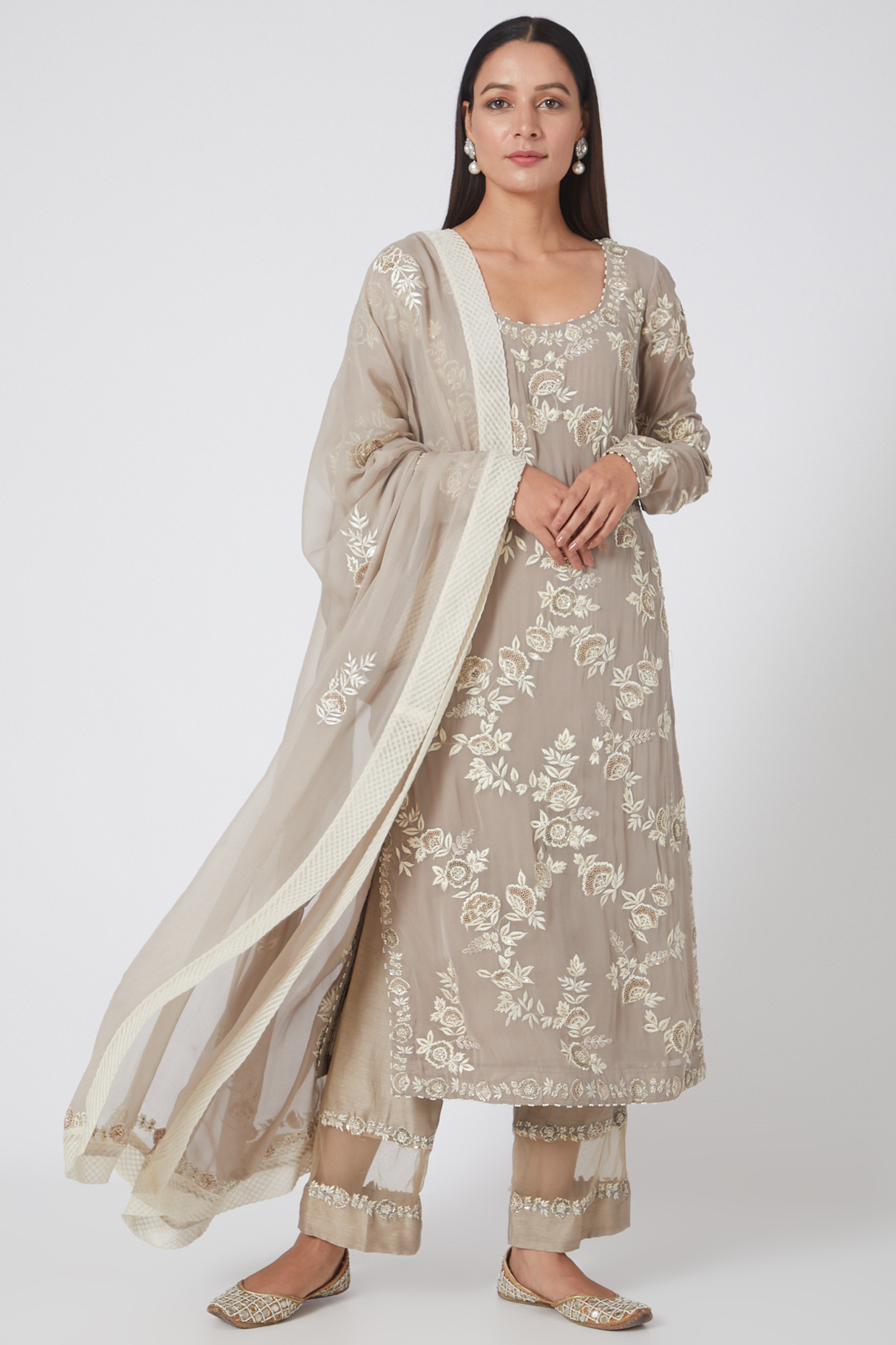 Beige Embroidered Kurta Set by Sawan Gandhi