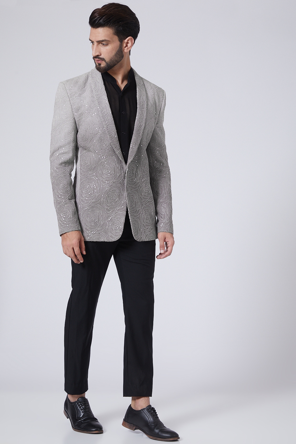 Grey Ombre Sequins Blazer by Sawan Gandhi Men at Pernia's Grey Ombre Sequins Blazer by Sawan Gandhi Men at Pernia's