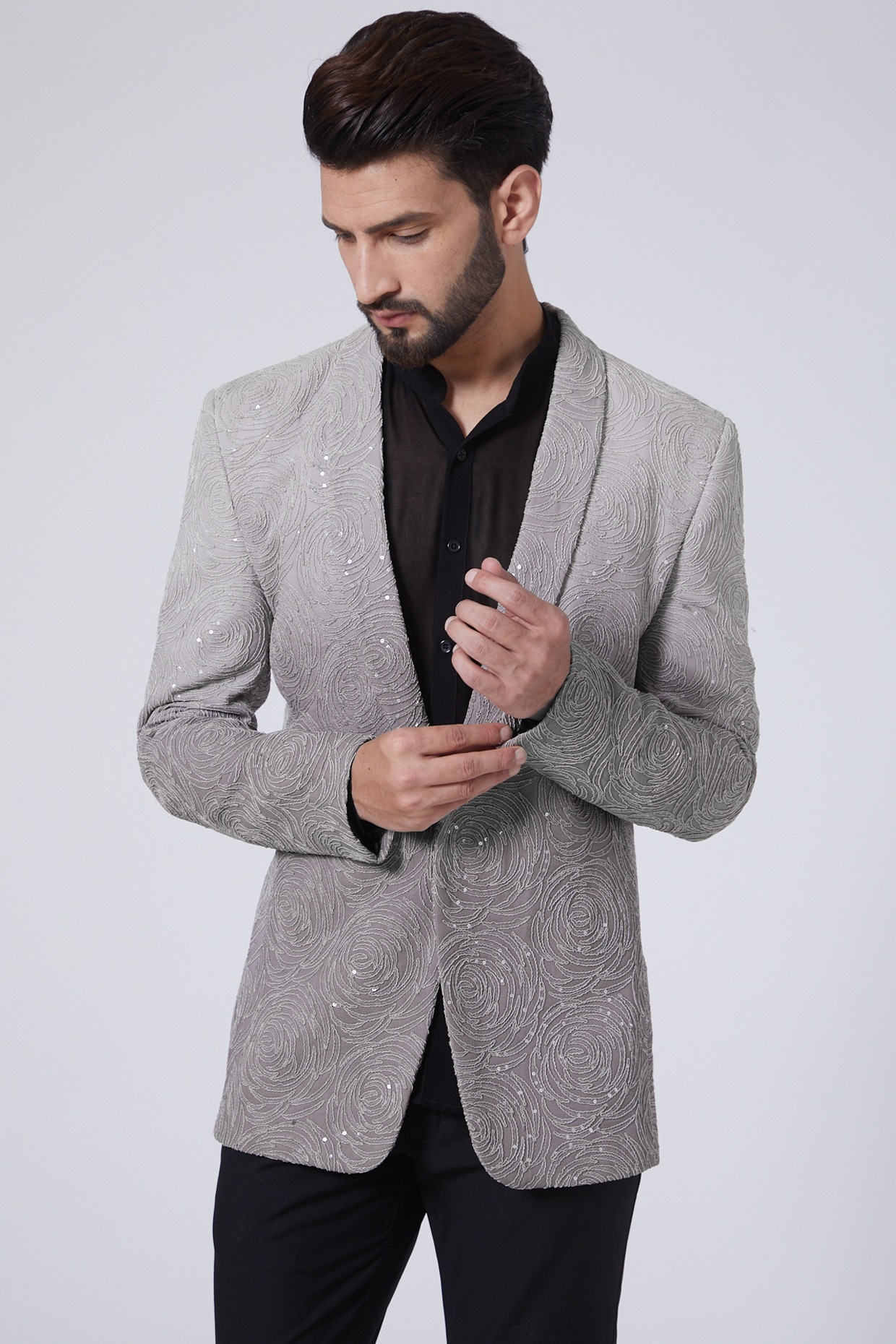 Grey Ombre Sequins Blazer by Sawan Gandhi Men at Pernia's Grey Ombre Sequins Blazer by Sawan Gandhi Men at Pernia's