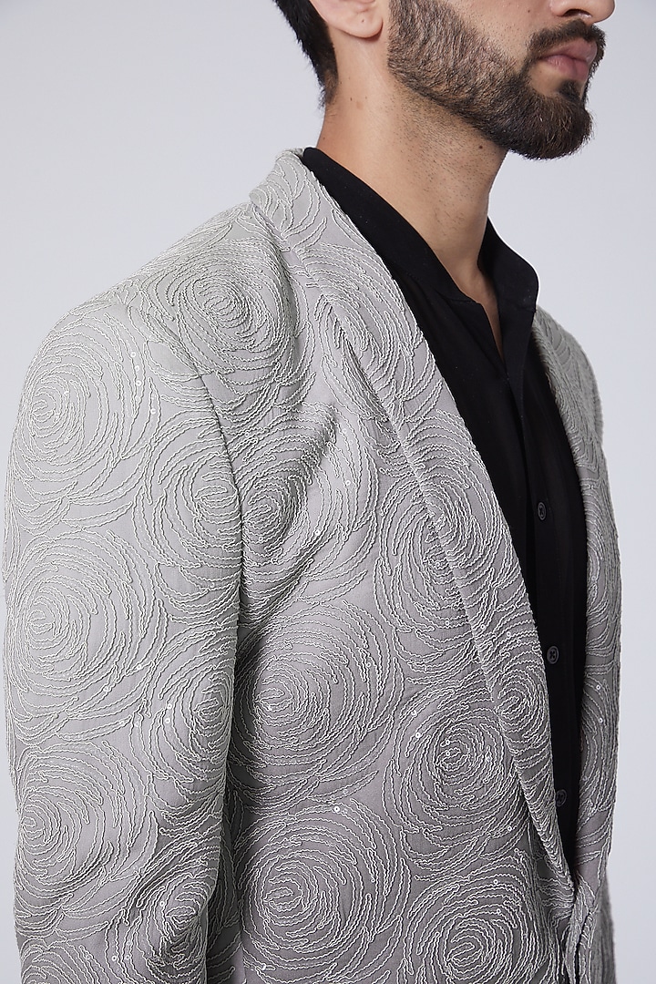 Grey Ombre Georgette Sequins Work Blazer by Sawan Gandhi Men at Pernia's Pop Up Shop