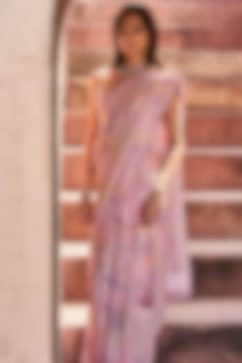 Pink Georgette Sequin Embroidered Bridal Saree Set by Sawan Gandhi at Pernia's Pop Up Shop