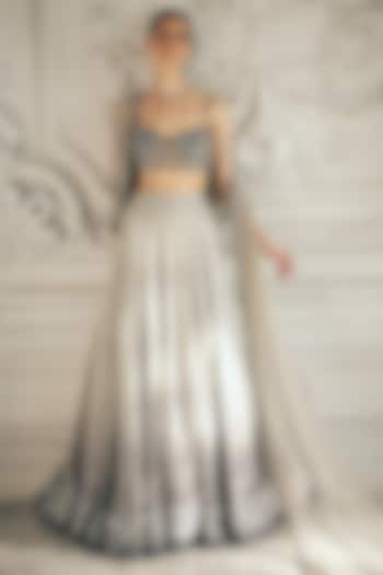 Grey Georgette Sequins Embroidered Ombre Bridal Lehenga Set by Sawan Gandhi at Pernia's Pop Up Shop