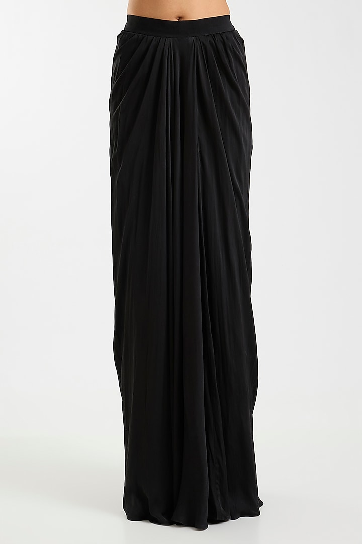 Black Chinon Chiffon Dhoti Skirt Set by Sawan Gandhi at Pernia's Pop Up Shop