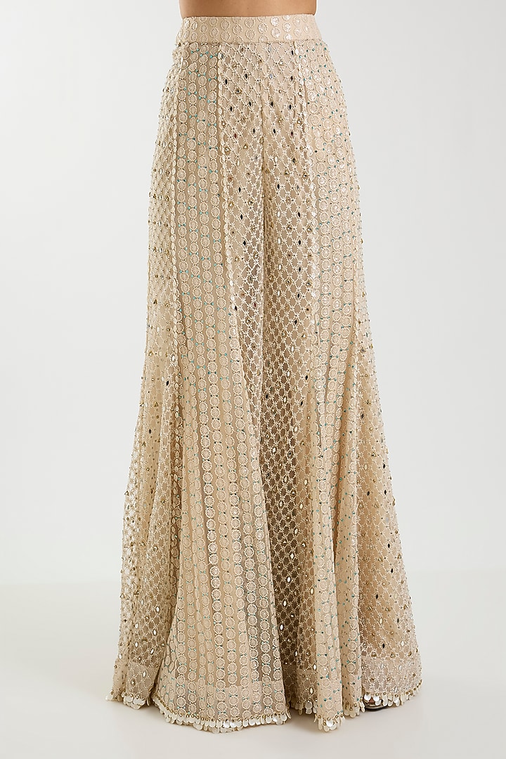 Ivory Net Bead Work Bridal Sharara Set by Sawan Gandhi at Pernia's Pop Up Shop