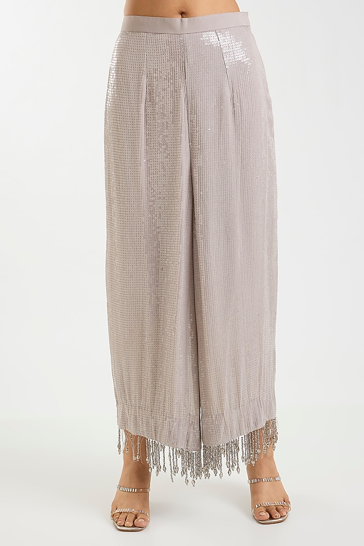Grey Net Sequins Work Kurta Set by Sawan Gandhi at Pernia's Pop Up Shop