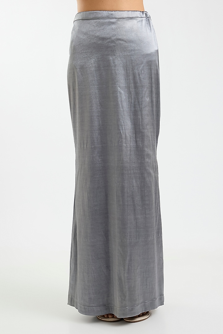 Dark Grey Net Sequins & Mirror Work Reception Saree Set by Sawan Gandhi at Pernia's Pop Up Shop