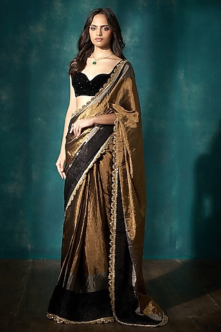 Multi-Colored Tissue Saree Set by Sawan Gandhi