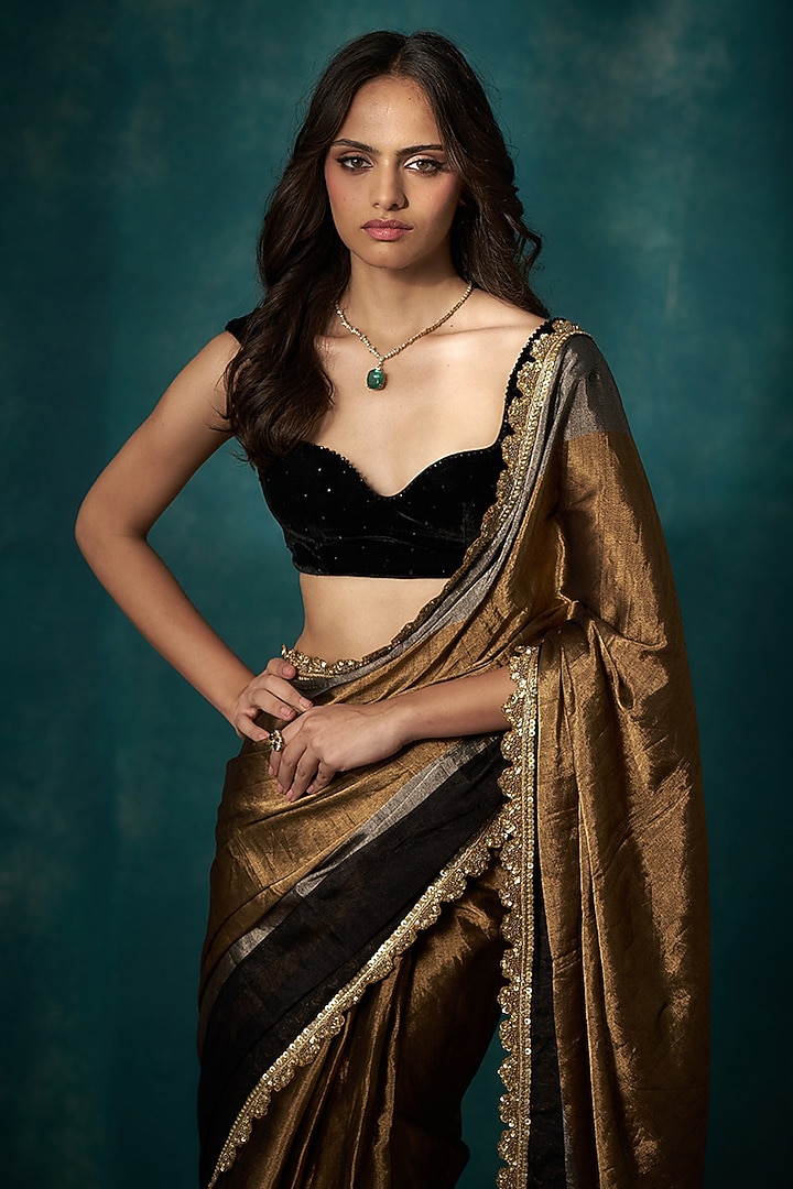 Multi-Colored Tissue Reception Saree Set by Sawan Gandhi at Pernia's Pop Up Shop