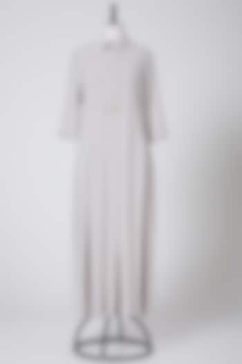 Grey Pleated Maxi Dress by Swati Jain