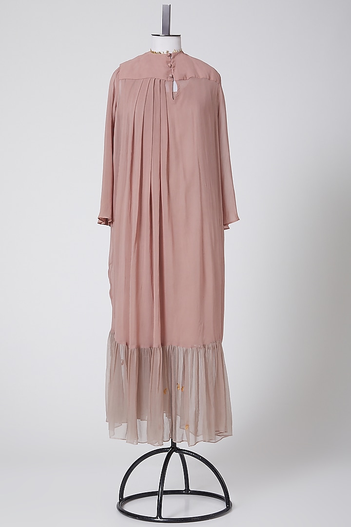 Onion Pink Pleated Maxi Dress by Swati Jain