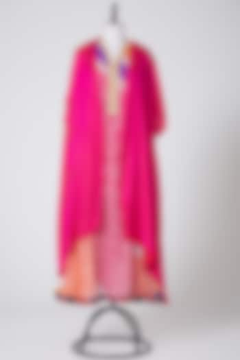 Pink & Multi Kurta With Cape by Swati Jain