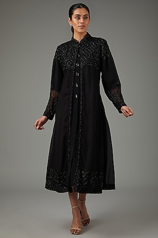 BLACK MAXI ONE PIECE DRESS – Women Traditional Wear