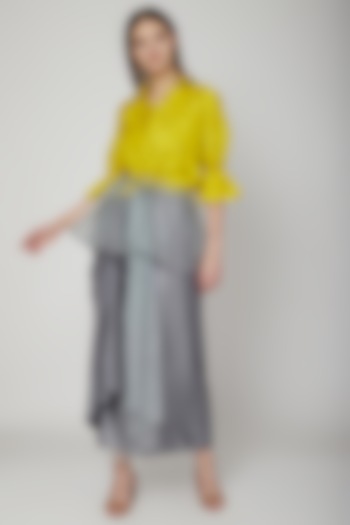 Grey Skirt With Yellow Top by Swati Jain