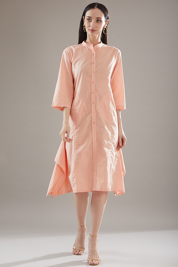 Peach Glace Cotton Midi Summer Dress by Swati Jain at Pernia's Pop Up Shop