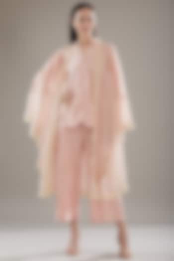 Pink Glace Cotton Cape Set by Swati Jain at Pernia's Pop Up Shop