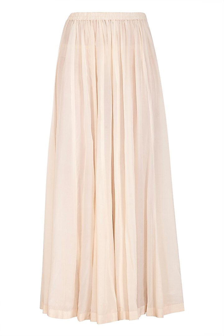 Beige Embroidered Party Wear Anarkali Set With Belt by Swati Jain at Pernia's Pop Up Shop