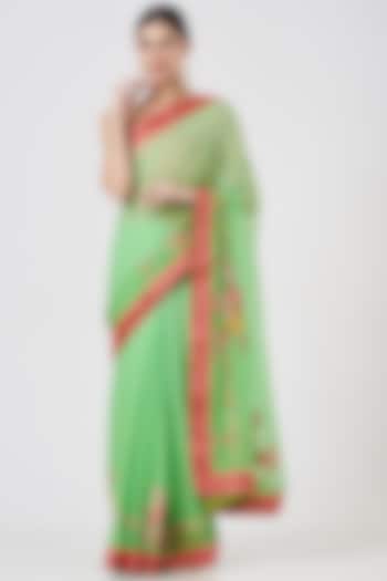 Green Chiffon Saree  by Swati Jain