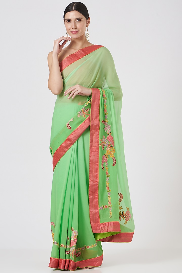 Green Chiffon Saree  by Swati Jain