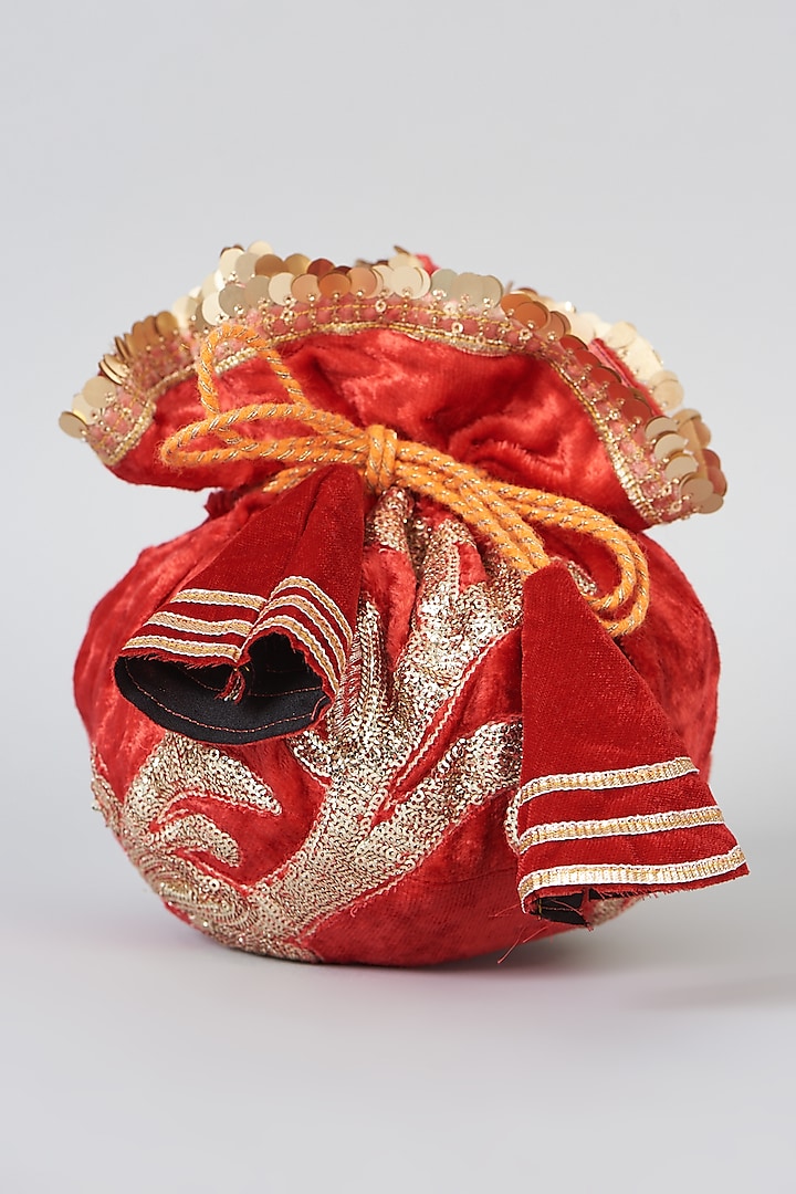 Red Velvet Potli Bag by Swati Jain