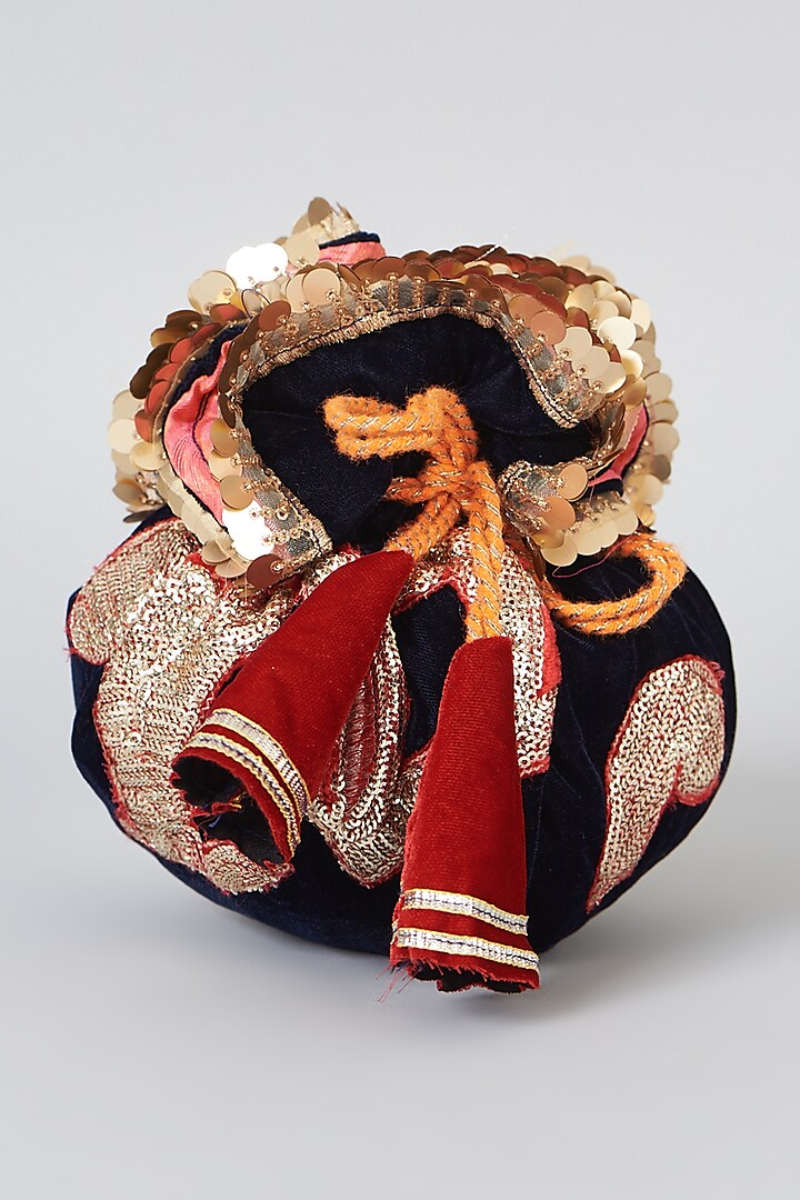 Multi-Colored Velvet Potli Bag by Swati Jain